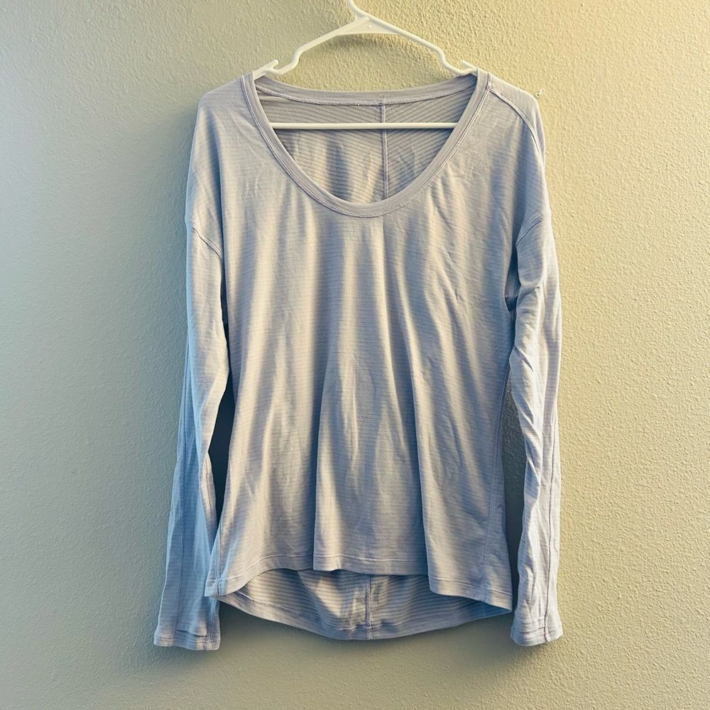 lululemon athletica Light Blue Scoop Neck Long Sleeve Top